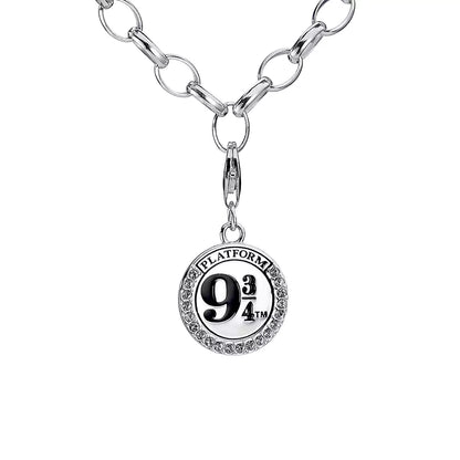 Charm à clip Plateforme 9 3/4 lumineux et élégant en argent 925ème, parfait pour célébrer la magie de Harry Potter.