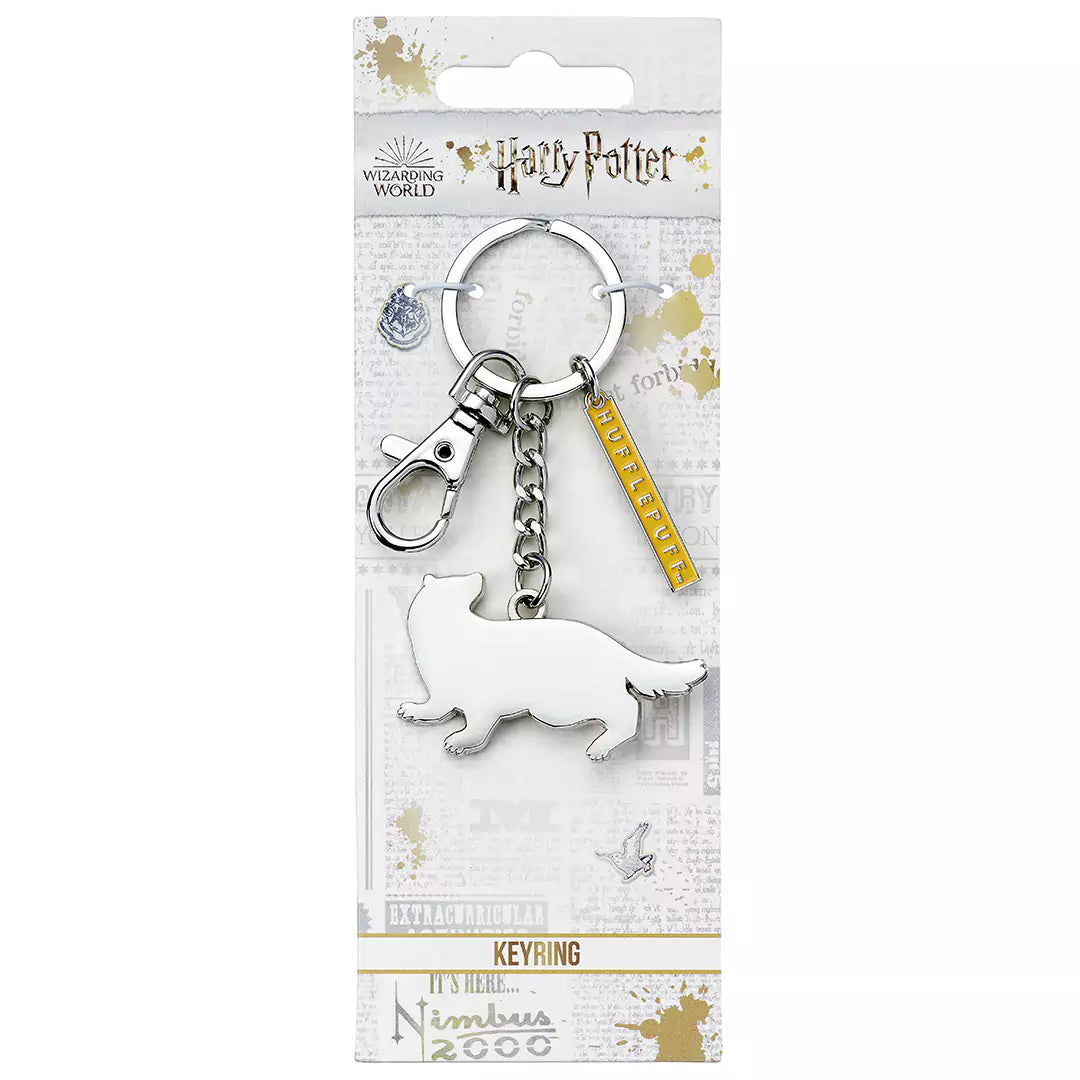 Porte-clés Plaque Poufsouffle - Harry Potter en détail, mettant en valeur son design artistique, symbole de bravoure et d'entraide.