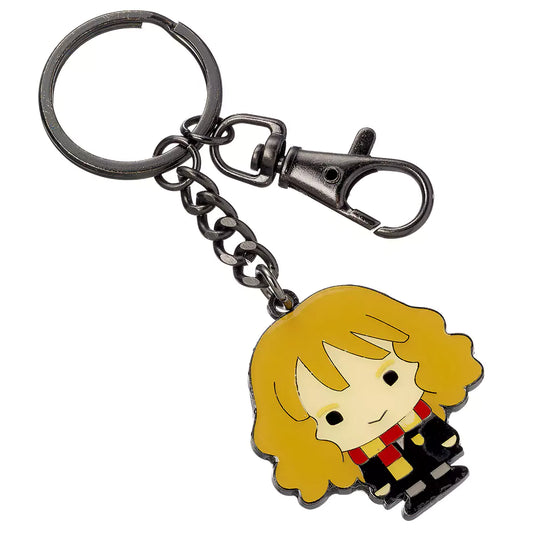 Porte-clés Hermione Granger en design chibi, fabriqué en argent plaqué, ajoutant une touche de magie au quotidien des fans d'Harry Potter.