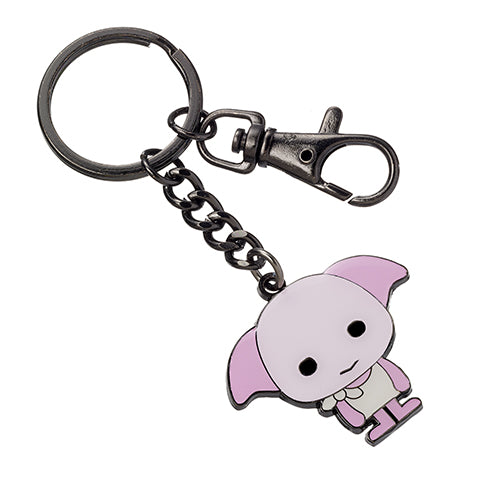 Porte-clés Dobby : design chibi enchanteur en métal plaqué argent, accessoire magique pour les fans de l'univers fantastique.