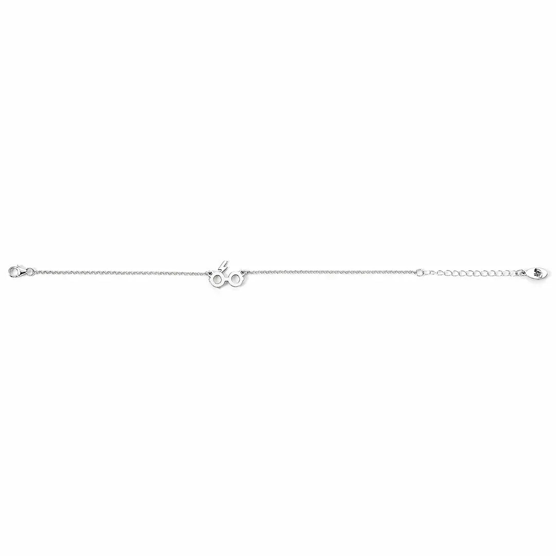 Admirez le Bracelet Charm Lunettes et Éclair - Argent 925 - Harry Potter, un bijou d'élégance inspiré de l'univers féerique de Poudlard.