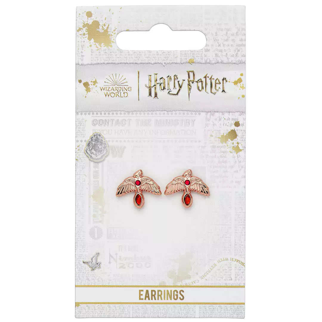 Puces d'oreille Fumseck - Un bijou incontournable, hommage au phénix de Harry Potter, fabriquées en or rose, idéales pour toutes les occasions.