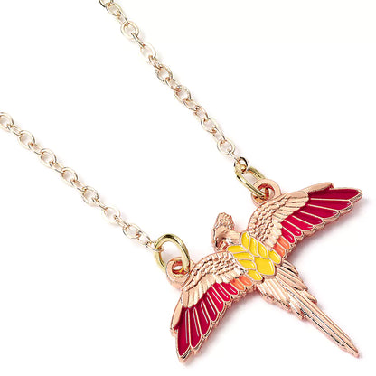 Collier Fumseck plaqué or rose - Harry Potter, un bijou enchanteur inspiré du phénix, symbole de résurrection et de beauté éternelle.