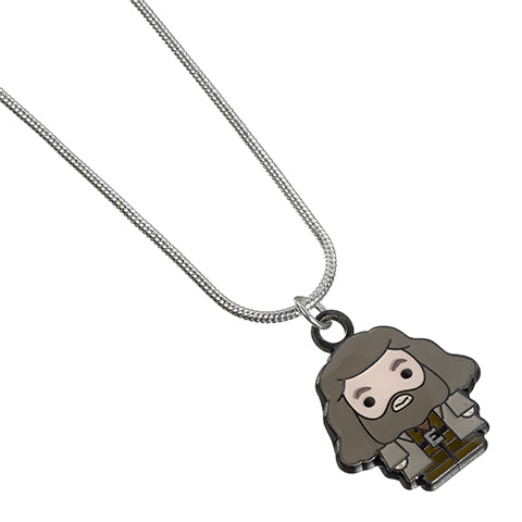 Collier Hagrid en plaqué argent, pendentif chibi représentant Hagrid, un bijou tendance pour les passionnés de l'univers fantastique.