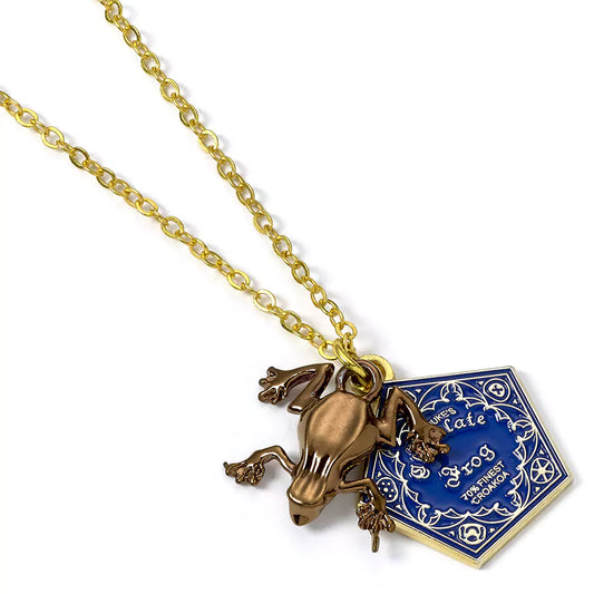 Collier Chocogrenouilles - Harry Potter, bijou plaqué or avec un pendentif mystérieux en forme de Chocogrenouille, parfait pour les fans de la magie.
