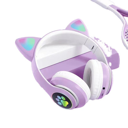 Casque audio Féerique à Oreilles de Chat RGB en blanc Haoyue, pour une expérience sonore sans interruptions.