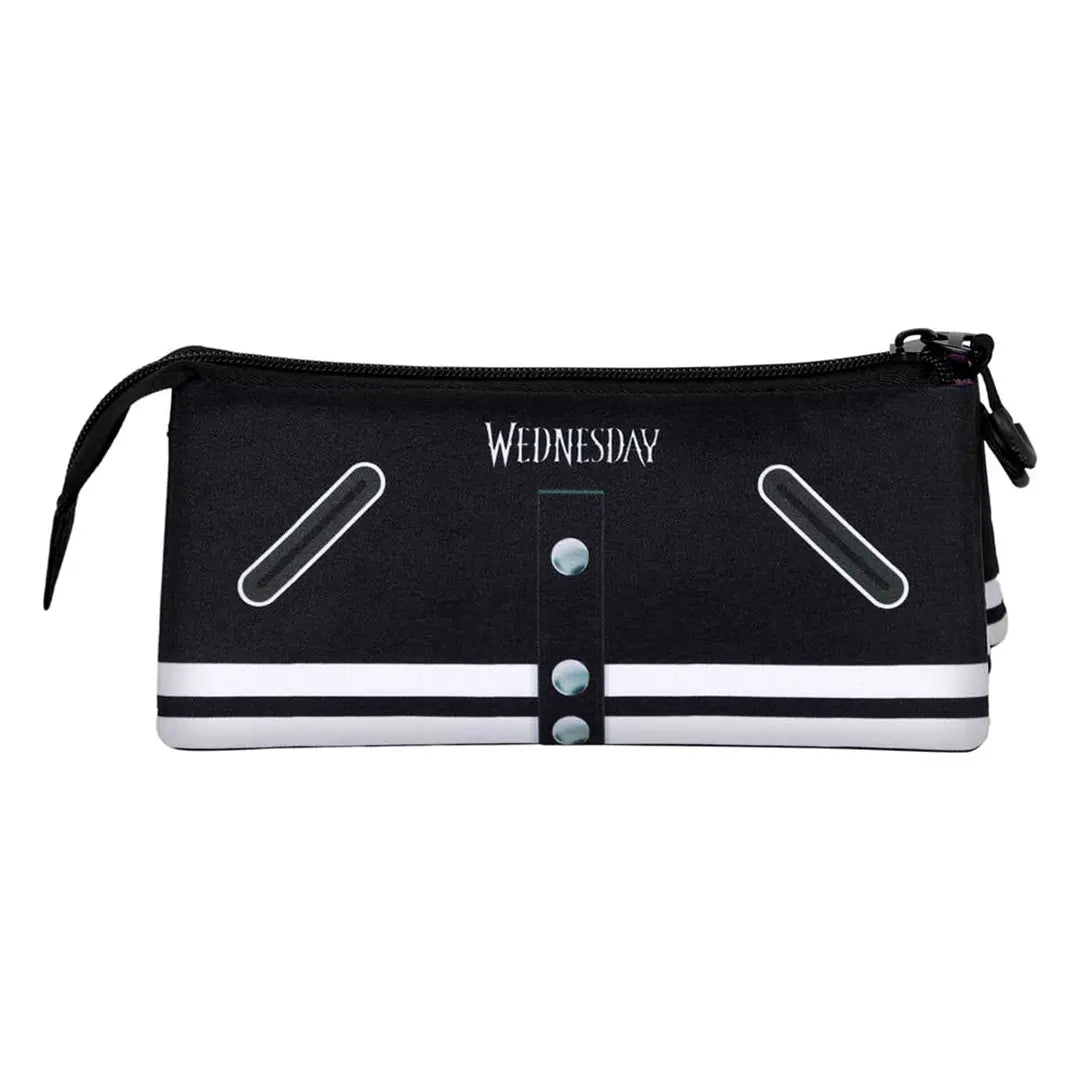 Trousse triple uniforme de Wednesday - Accessoire incontournable pour les passionnés de la série, alliant style et organisation.