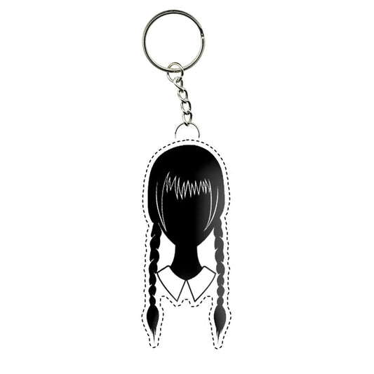 Porte-clés tête de Wednesday - Un accessoire gothique et stylé inspiré de Wednesday Addams, parfait pour les fans de la série Addams Family.