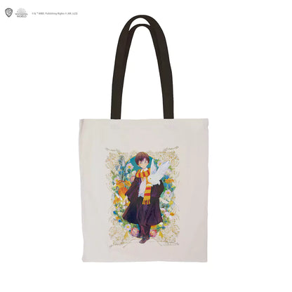 Tote Bag - Portrait de Harry Potter avec motifs uniques représentant le personnage emblématique de la saga, parfait pour les fans.