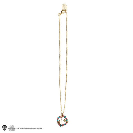 Détails du collier Luna Lovegood - Harry Potter montrant la chaîne en fer de haute qualité et le pendentif captivant.