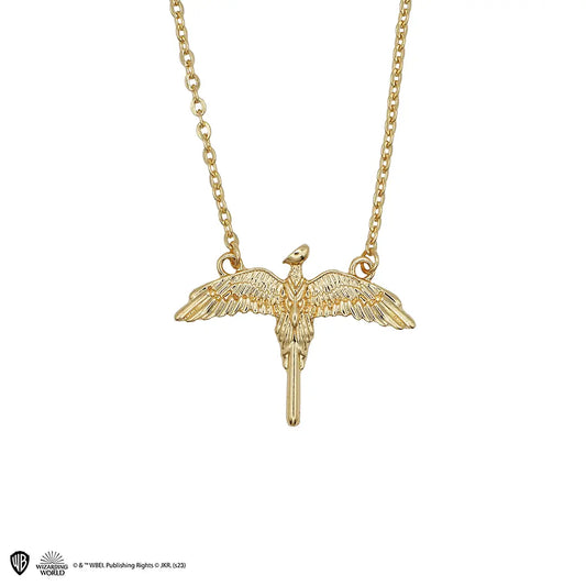 Collier Fumseck inspiré de Harry Potter, un bijou élégant représentant l'oiseau de feu, parfait pour les fans de la saga magique.
