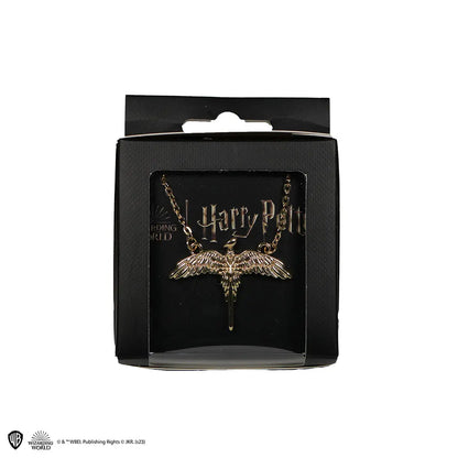 Détails du Collier Fumseck Harry Potter : chaîne en fer et pendentif en alliage de zinc, un bijou élégant qui capture l'essence de la magie et de l'aventure.