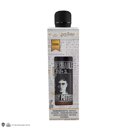 Détail de la Bouteille isotherme 500ml - Harry Wanted, affichant son finition noire et son charme de collection.