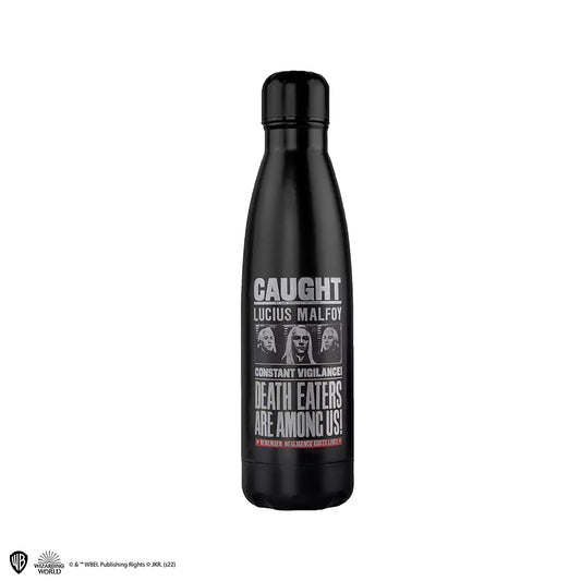 Bouteille isotherme 500ml - Lucius Wanted - Harry Potter avec un design éblouissant illustrant l'affiche ''Caught, Death Eaters are among us !'' pour les fans de la saga.