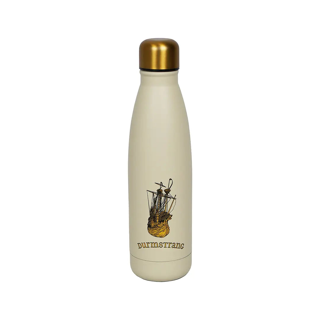 Détail de la Bouteille isotherme 500ml Durmstrang - Harry Potter, montrant la texture robuste en acier inoxydable et le logo de l'école.