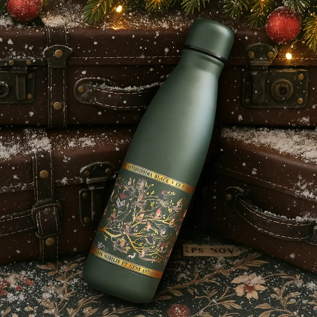 Détails de la Grande Bouteille - Famille Black Edition Noël - Harry Potter, incluant ses caractéristiques isolantes et son design durable, un accessoire magique pour toutes vos boissons.