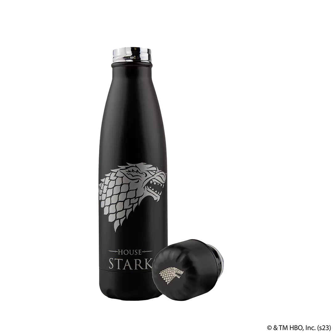 Bouteille isotherme 500ml Blason Stark de Game of Thrones, élégante et robuste, idéal pour les fans.