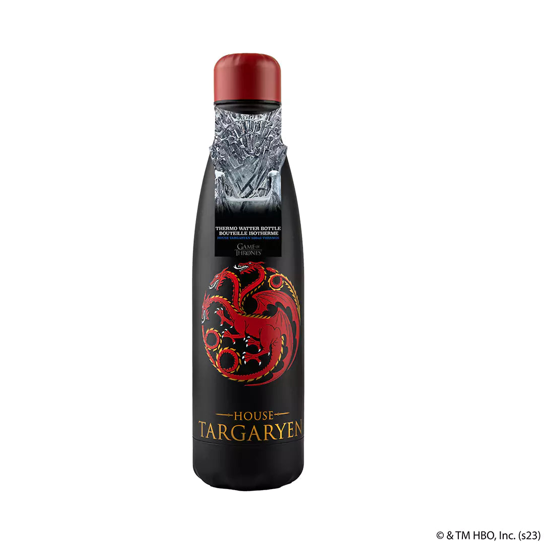 Bouteille isotherme 500ml - Blason Targaryen - Game of Thrones, conçue en acier inoxydable haute qualité, idéale pour toutes vos aventures.