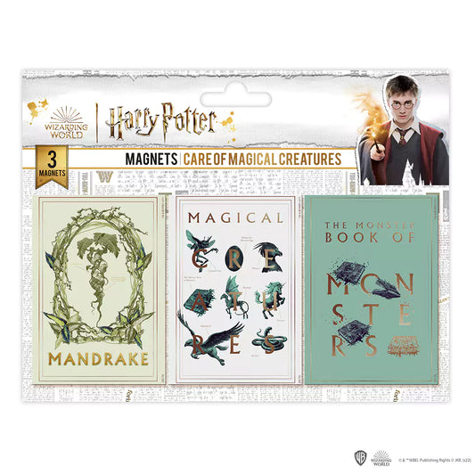 Magnets Soins aux Créatures Magiques - Set de 3 magnets Harry Potter, illustrant des créatures enchantées pour embellir votre décor.