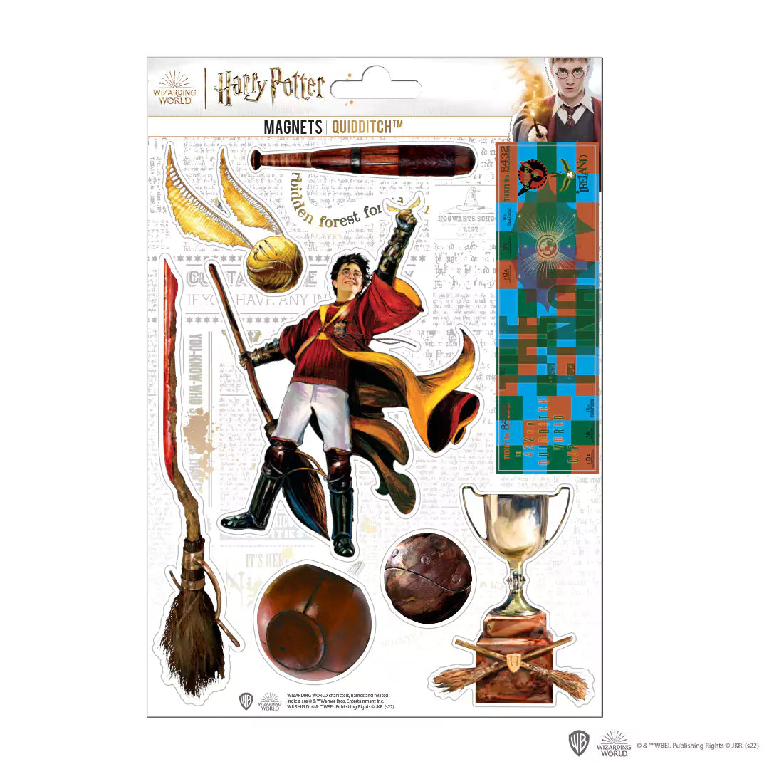 Planche de magnets en mousse - Quidditch - Harry Potter avec une représentation de Harry Potter tenant le vif d'or sur son balai Nimbus 2000.