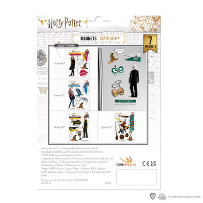 Magnets en mousse Serpentard - Planche de magnets avec Drago Malefoy, médaillon de Salazar Serpentard et Choixpeau magique, inspirée de Harry Potter.
