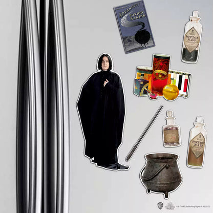 Magnets en mousse - Severus Rogue - Harry Potter : Détails sur chaque magnet dont la baguette magique et le chaudron de sorcier.