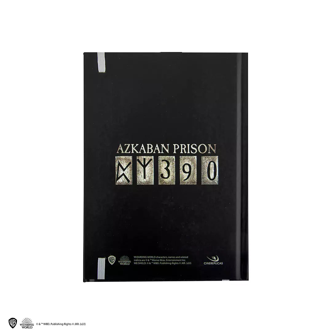Zoom sur le design du Carnet rigide et marque-page - Sirius Azkaban, illustrant des motifs inspirés de l'univers Harry Potter.