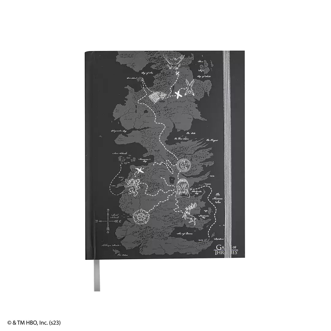 Carnet rigide Westeros inspiré de Game of Thrones, élégant et fonctionnel, parfait pour prendre des notes et capturer des idées créatives.
