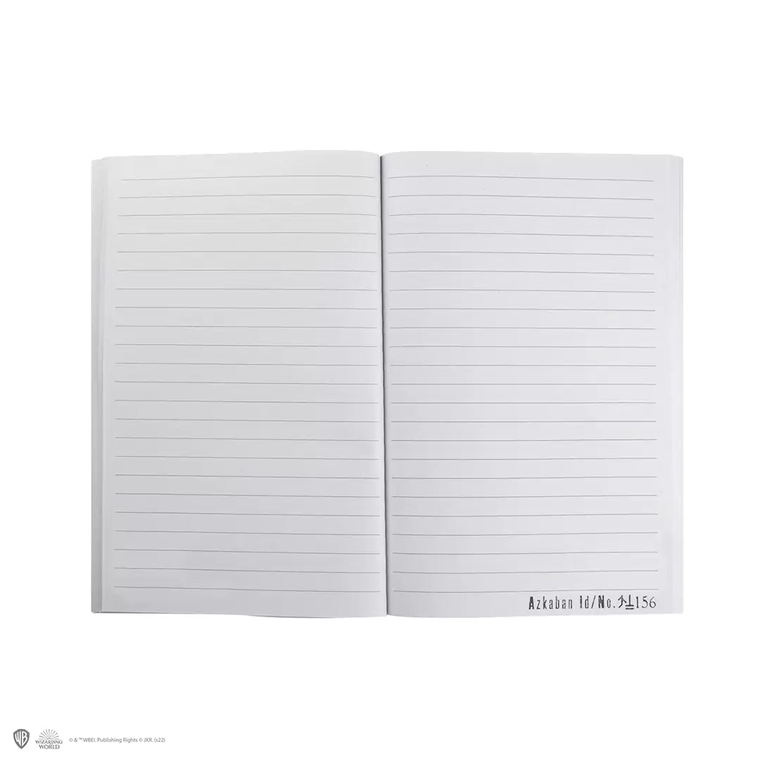 Carnet souple inspiré de Lucius Malefoy prisonnier, affichant un design captivant et élégant, parfait pour les fans de l'univers magique.