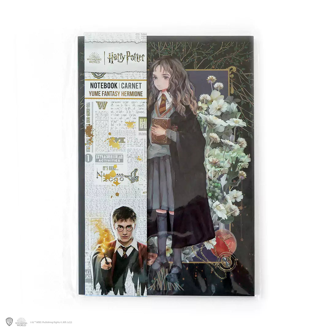 Détails du Carnet Souple - Portrait d'Hermione Granger, montrant des pages stylisées parfaites pour prendre des notes ou dessiner, imprégnées de l'univers magique.