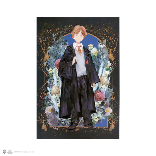 Carnet souple au portrait emblématique de Ron Weasley, parfait pour les fans de Harry Potter, illustré avec un design captivant et respectueux de l'environnement.