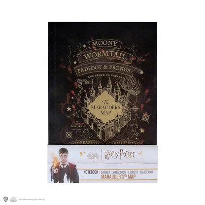 Carnet souple - Carte du Maraudeur version or, montrant ses pages lignées uniques pour une écriture inspirée.