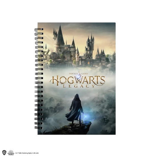 Carnet à spirales Hogwarts Legacy avec une couverture emblématique inspirée de l'univers d'Harry Potter, parfait pour capturer vos idées magiques.