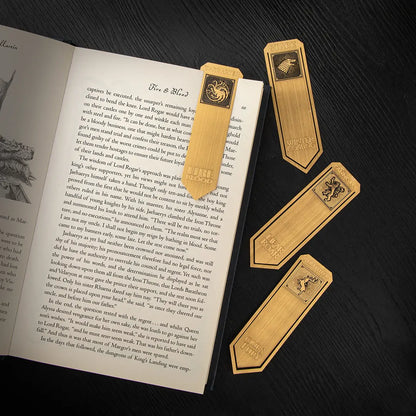 Marque-pages métal Maisons de Westeros de la marque Distrineo, un cadeau parfait pour tous les fans de Game of Thrones.