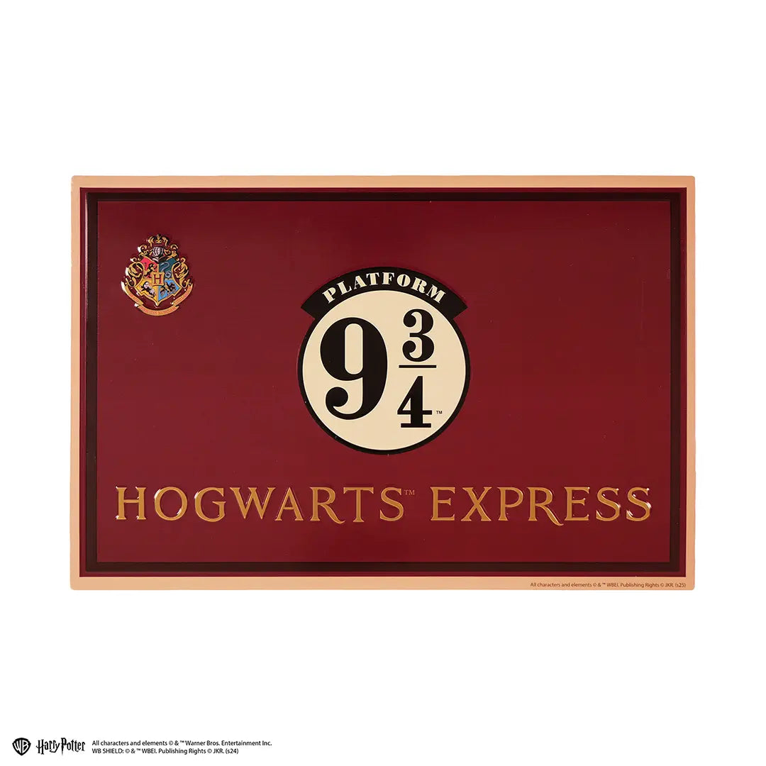 Plaque en aluminium Plateforme 9 3/4 - Harry Potter, une décoration unique qui évoque l'univers magique du sorcier, idéale pour les fans.