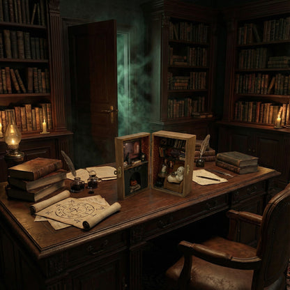 Miniature - Le Salon Silencieux : un joli salon tapissé, avec un petit fantôme sirotant un thé paisiblement au coin du feu.