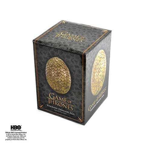 Oeuf de Viserion de Game of Thrones, réplique en résine peinture à la main, détails fascinants et élégant support inclus, idéal pour les collectionneurs.