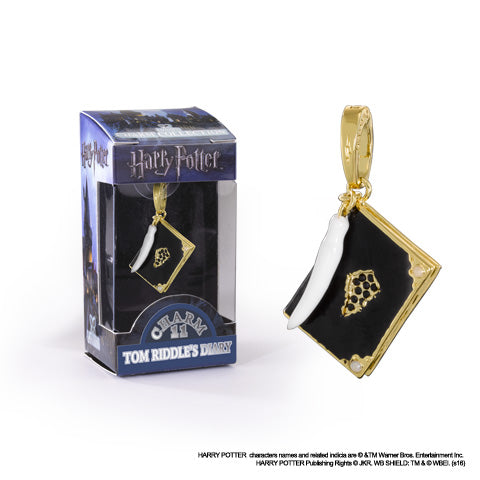 Charm Lumos inspiré du journal de Tom Jedusor dans l'univers Harry Potter, avec des teintes dorées et noires, symbolisant espoir et magie.