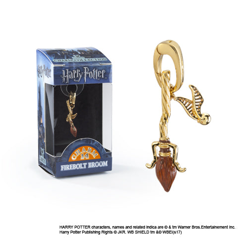 Charm Lumos Balai Eclair de Feu - Bijou en plaqué or inspiré de l'univers Harry Potter, parfait pour bracelet ou collier, représentant la magie et le soutien à la fondation Lumos.