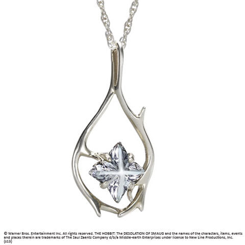 Pendentif de Tauriel - Hobbit en argent 925 et cristal, incarnant l'élégance elfique dans l'univers du Hobbit.