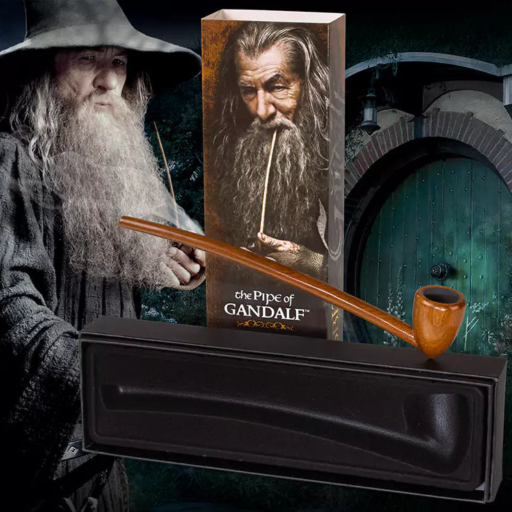 Pipe de Gandalf en bois de teck - Réplique fonctionnelle de 23 cm pour les fans du Seigneur des Anneaux.