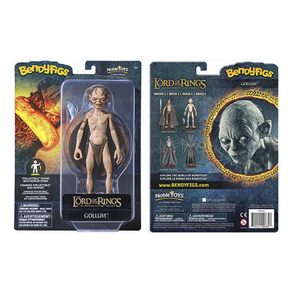 Figurine Gollum - Toyllectible Bendyfigs inspirée du Seigneur des Anneaux, conçue par Noble Collection, représentant le personnage emblématique avec un poisson, parfaite pour les fans et collectionneurs.