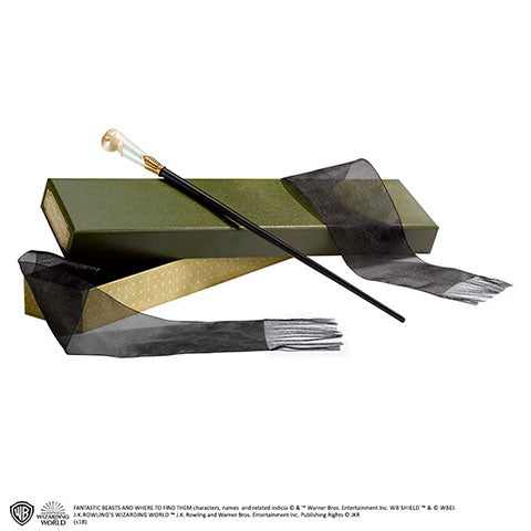 Baguette magique boite Ollivander Queenie Goldstein - Animaux Fantastiques, magnifique accessoire en résine de 34 cm, idéale pour les collections d'univers enchanteurs.
