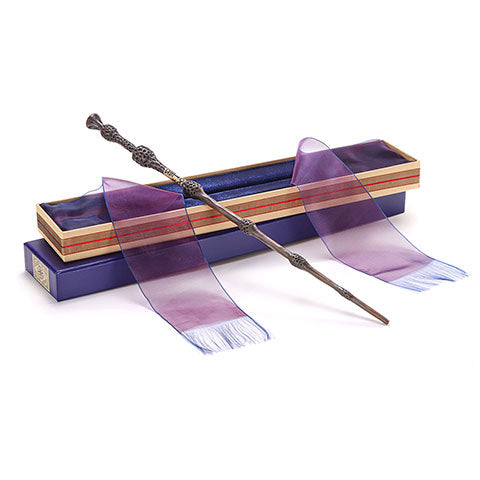 Baguette magique boîte Ollivander Albus Dumbledore - Harry Potter, réplique authentique, longueur 40 cm en résine, présentée dans un écrin velours élégant.