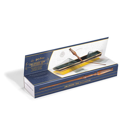 Baguette magique boîte Ollivander Luna Lovegood - Harry Potter, réplique authentique en résine présentée dans un élégant écrin de collection.