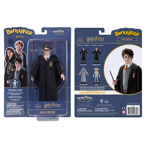 Figurine Toyllectible Bendyfigs de Harry Potter sur un socle robuste, parfaite pour décorer un bureau ou une étagère, idéale pour les admirateurs du monde des sorciers.