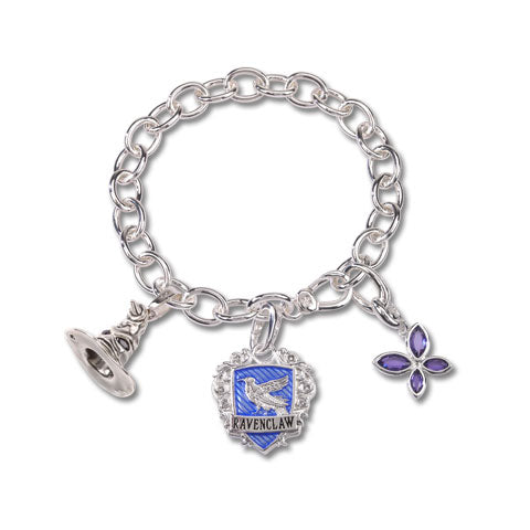 Bracelet Charms Lumos Serdaigle inspiré de Harry Potter, avec des détails en argent et cristaux, symbolisant la lumière et l'engagement envers la fondation Lumos.