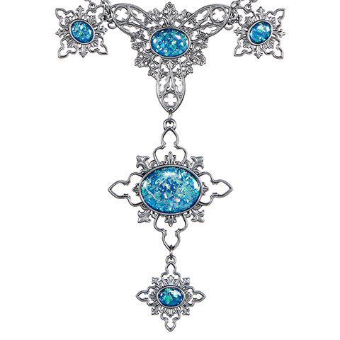 Réplique du collier d’Opale Maudit – Harry Potter, avec pierres bleues mystérieuses et plaquage en argent vieilli, ajoutant une touche magique à votre collection.