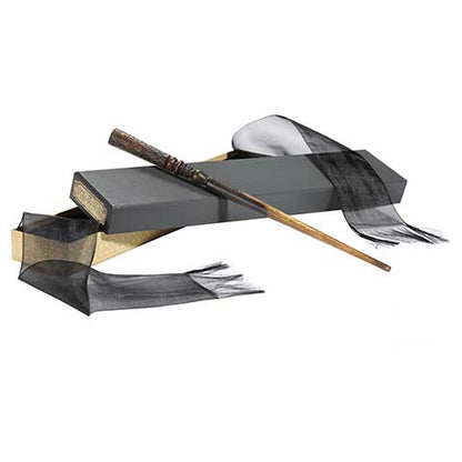 Baguette magique d'Abelforth Dumbledore en boîte Ollivander - Animaux Fantastiques, un accessoire emblématique pour les fans de la saga.