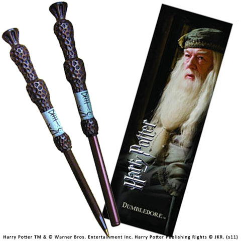 Stylo Baguette & Marque-page Dumbledore : Un duo envoûtant d'accessoires Harry Potter qui allie magie et élégance, parfait pour les fans de l'univers magique.